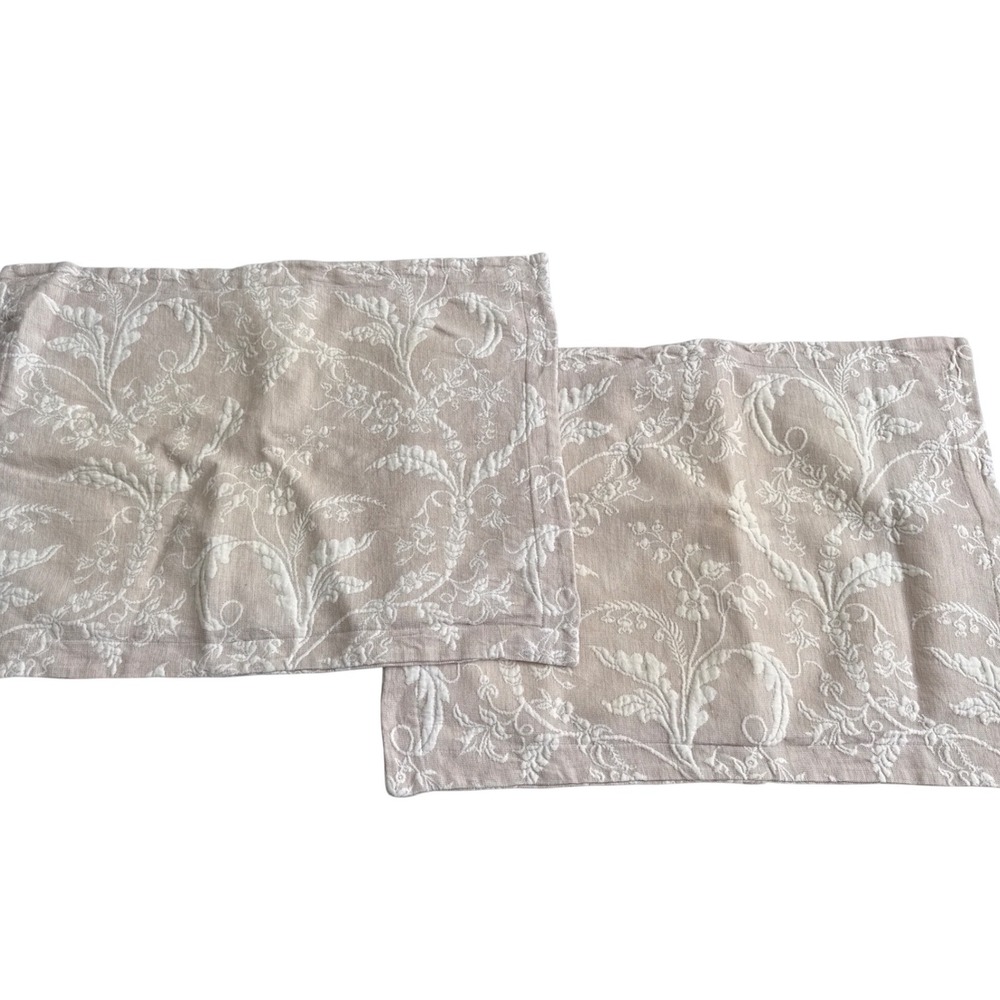 Williamsburg by Crown Crafts Beige Floral Matelasse Pillow Shams Set of 2 USA